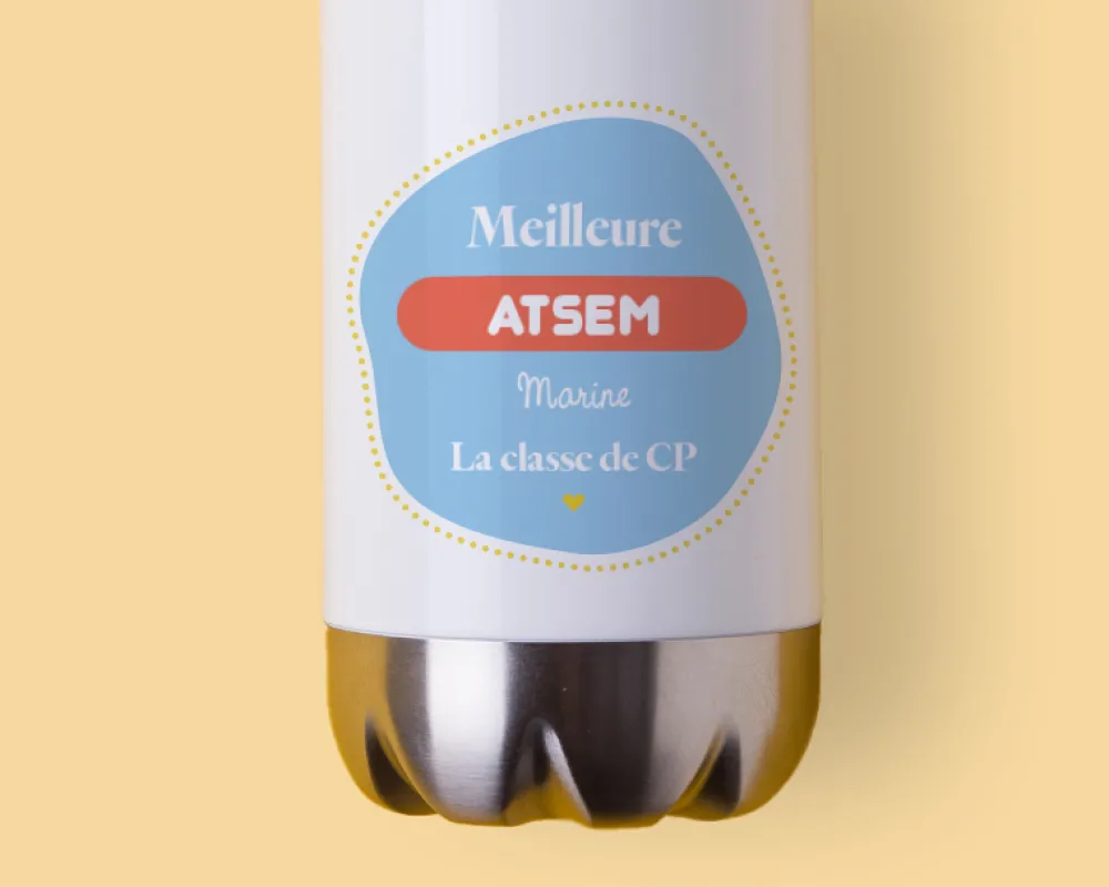 Gourde isotherme en inox personnalisable - L'Ecole est Finie|Cadeaux.com Discount