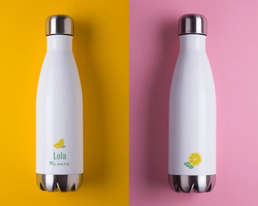 Gourde isotherme en inox personnalisable - Citron|Cadeaux.com Clearance