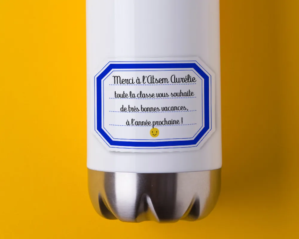 Gourde isotherme en inox personnalisable - Merci Maîtresse, Maître et ATSEM|Cadeaux.com Outlet