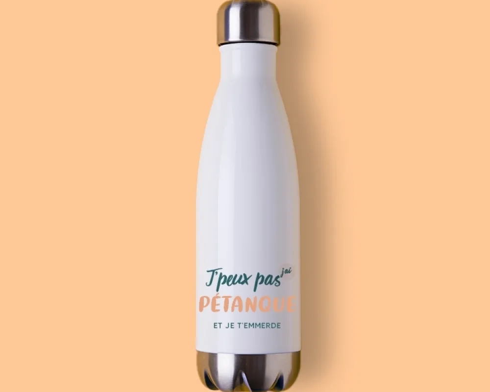 Gourde personnalisable - J'peux pas j'ai pétanque|Cadeaux.com New