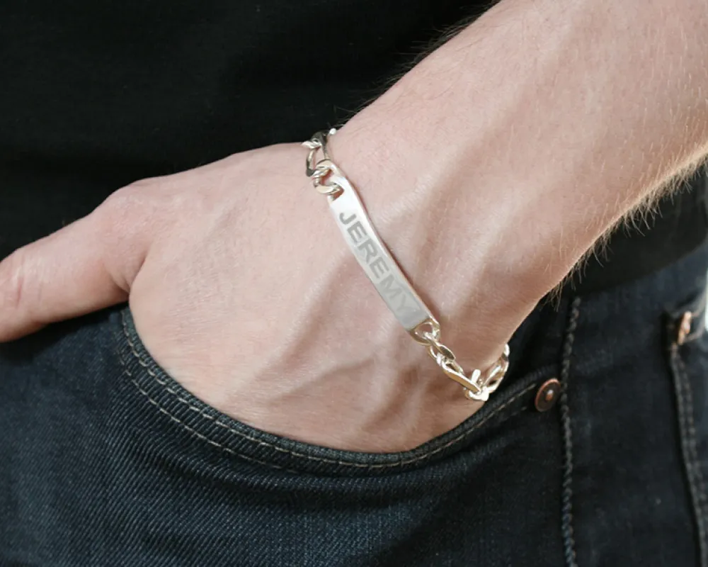 Gourmette gravée Homme en Argent poli|Cadeaux.com