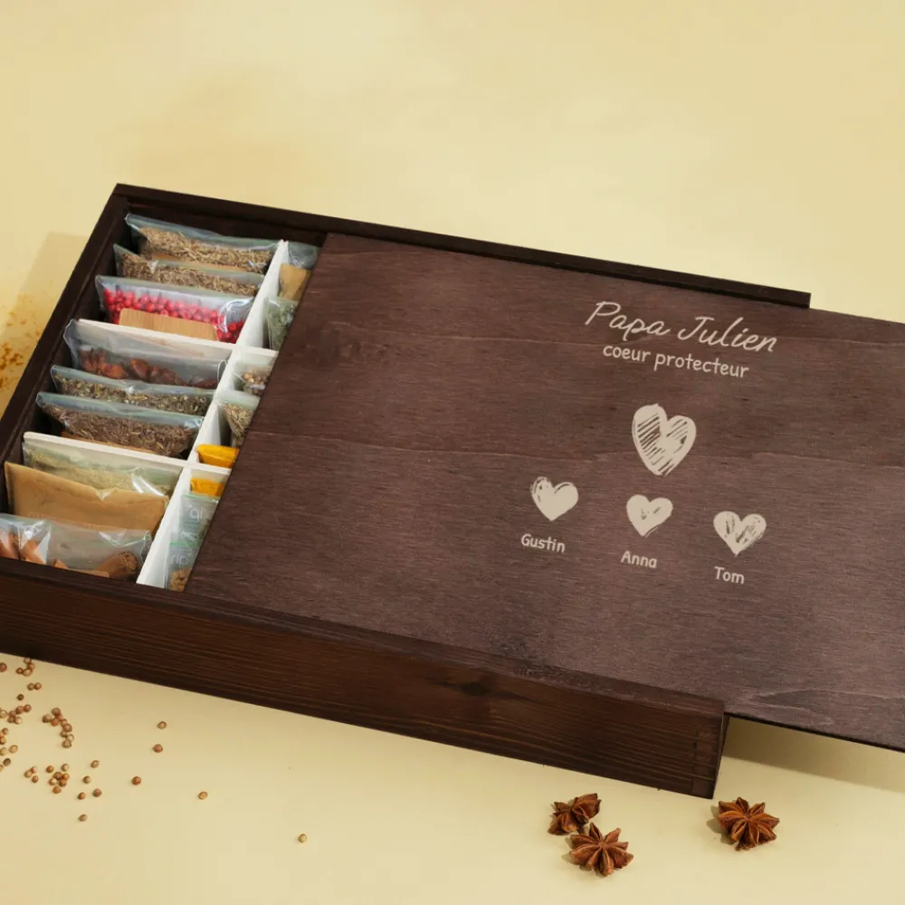 Grand coffret 36 épices personnalisé - Papa et ses petits coeurs|Cadeaux.com Outlet