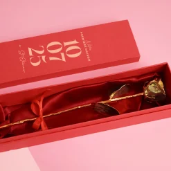 Grande rose en or dans son écrin personnalisable - Date Marquante|Cadeaux.com New