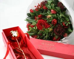 Grande rose en or dans son écrin personnalisable - Aujourd'hui je t'aime depuis|Cadeaux.com Best