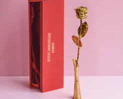 Grande rose en or dans son écrin personnalisable - Texte|Cadeaux.com Discount
