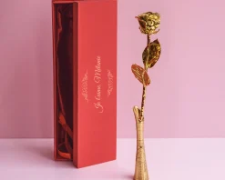 Grande rose en or dans son écrin personnalisable - Message|Cadeaux.com