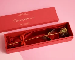 Grande rose en or dans son écrin personnalisable - Message|Cadeaux.com