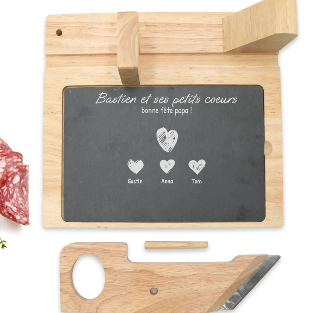 Guillotine à saucisson personnalisée - Papa et ses petits coeurs|Cadeaux.com Online