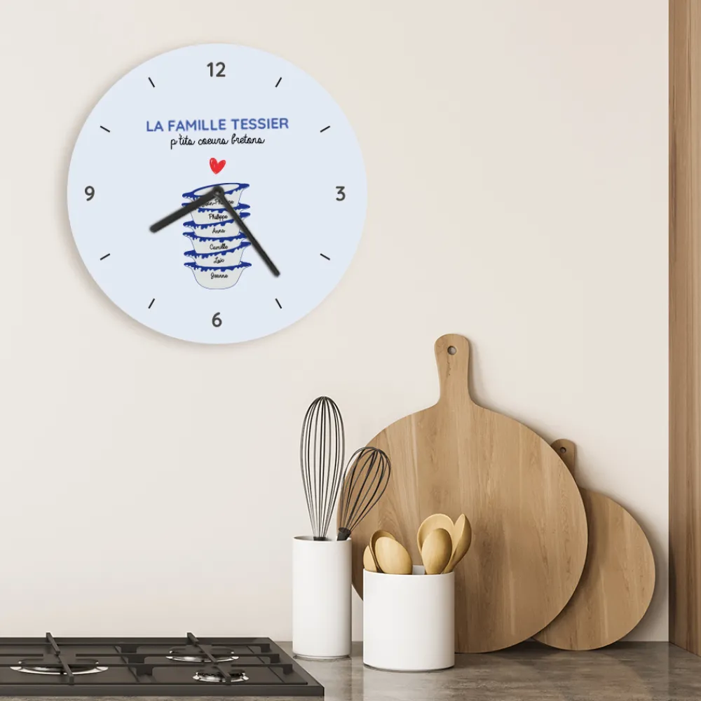 Horloge personnalisée - Bols prénoms famille|Cadeaux.com Discount