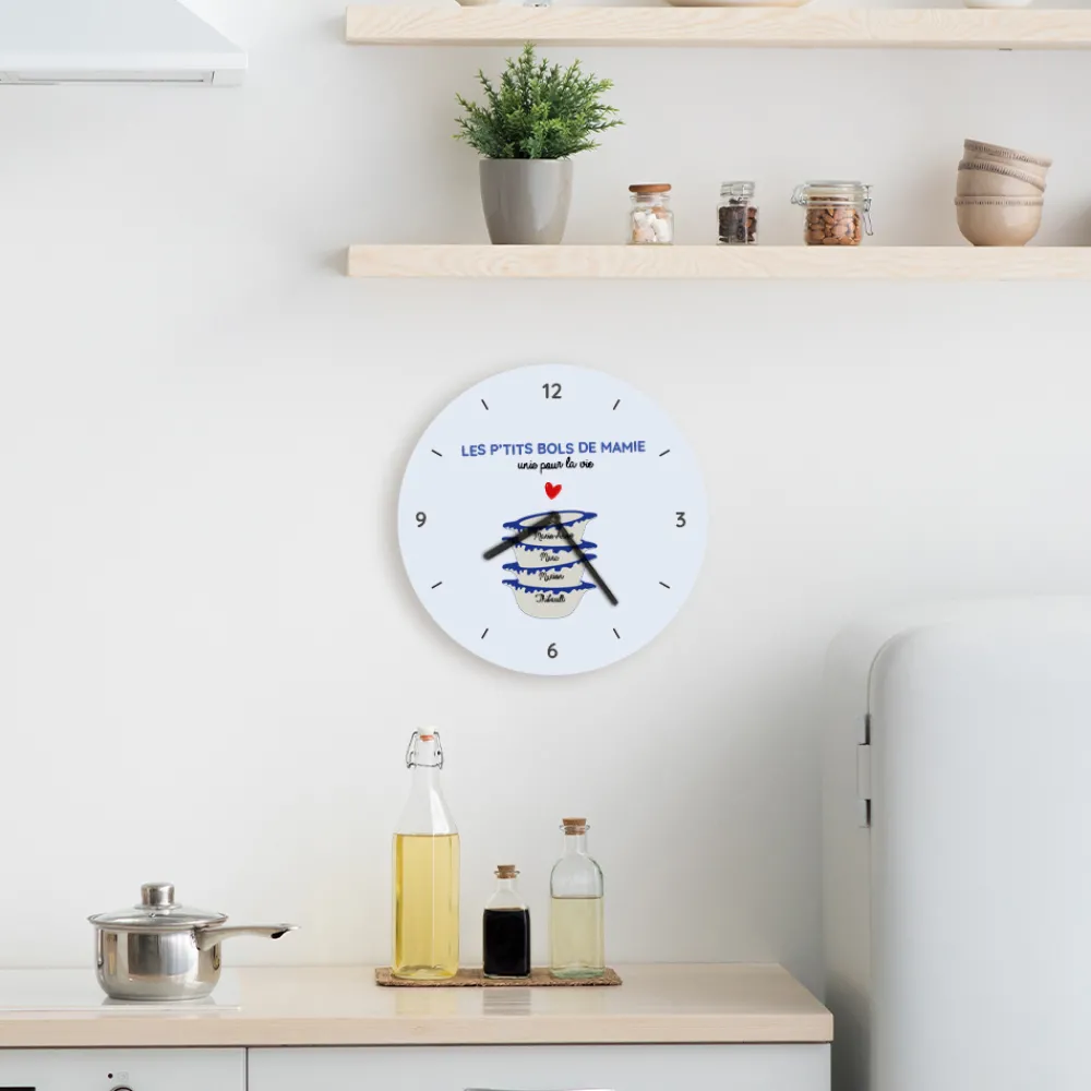 Horloge personnalisée - Bols prénoms famille|Cadeaux.com Discount