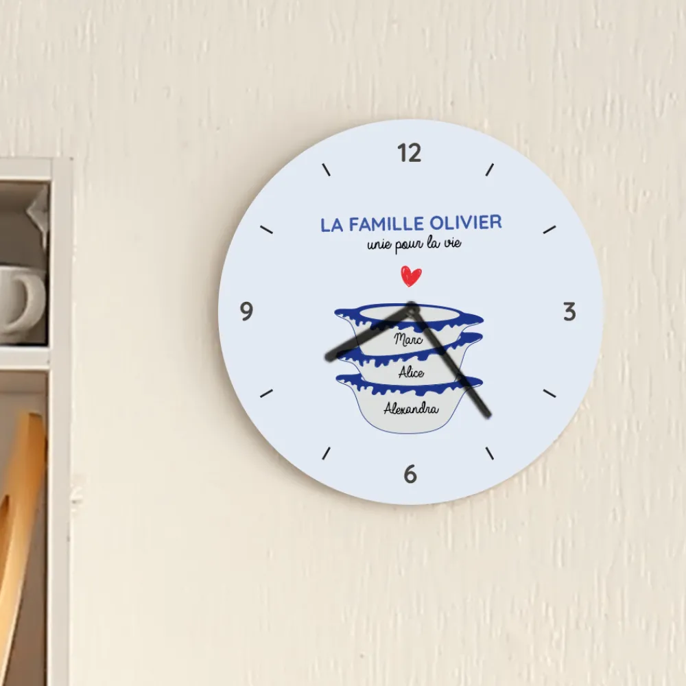 Horloge personnalisée - Bols prénoms famille|Cadeaux.com Discount