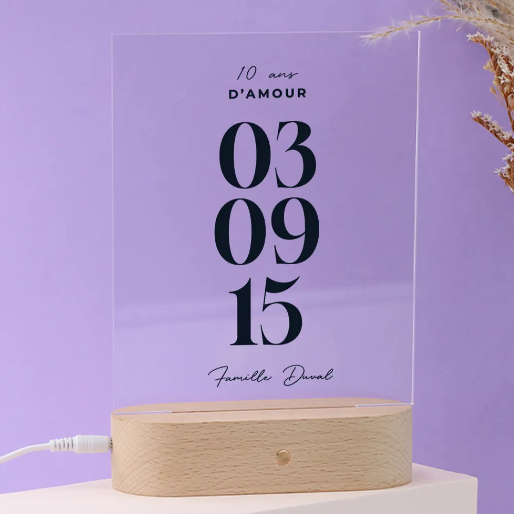 Lampe 3D personnalisée - Date Marquante|Cadeaux.com