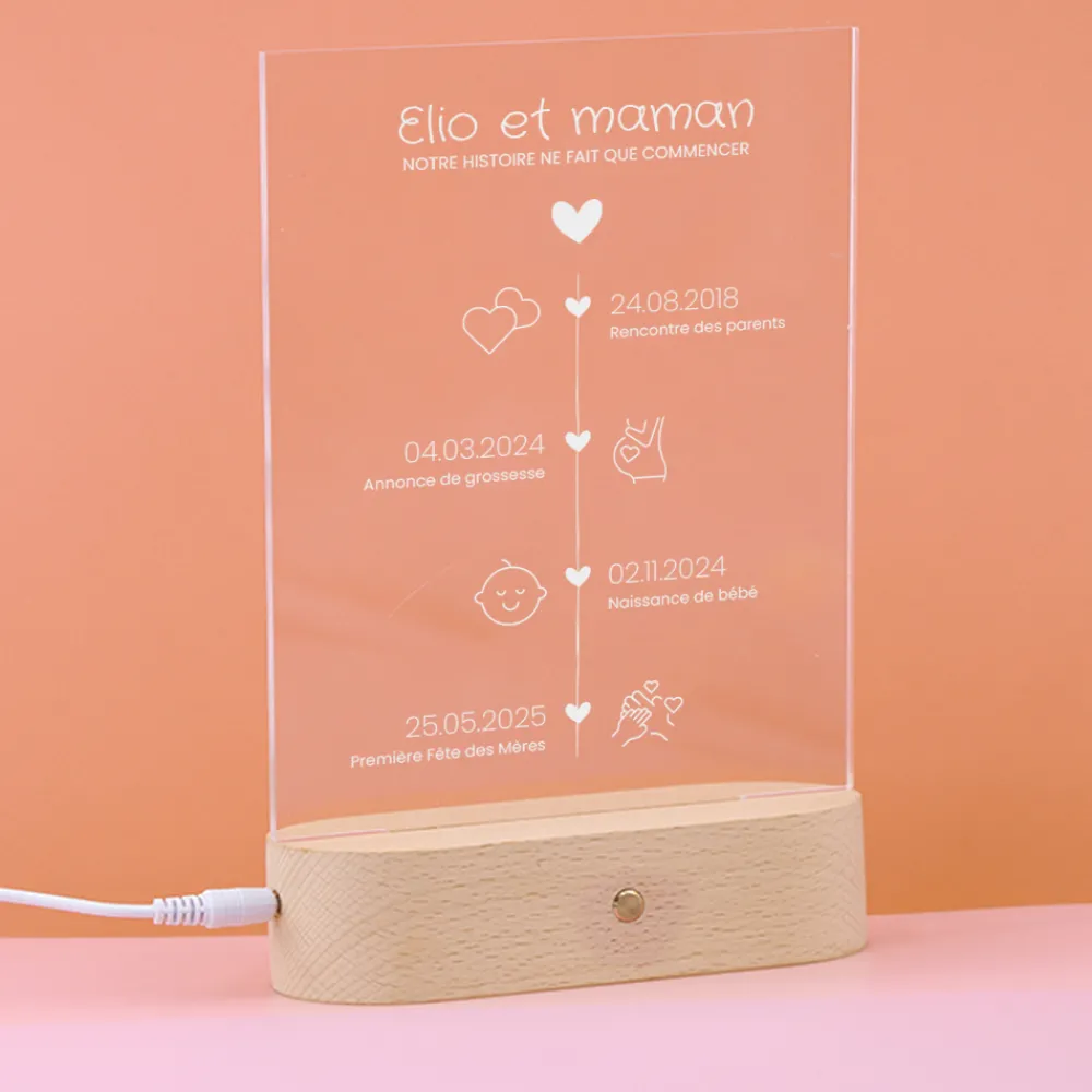 Lampe 3D personnalisée - Ligne de Vie|Cadeaux.com