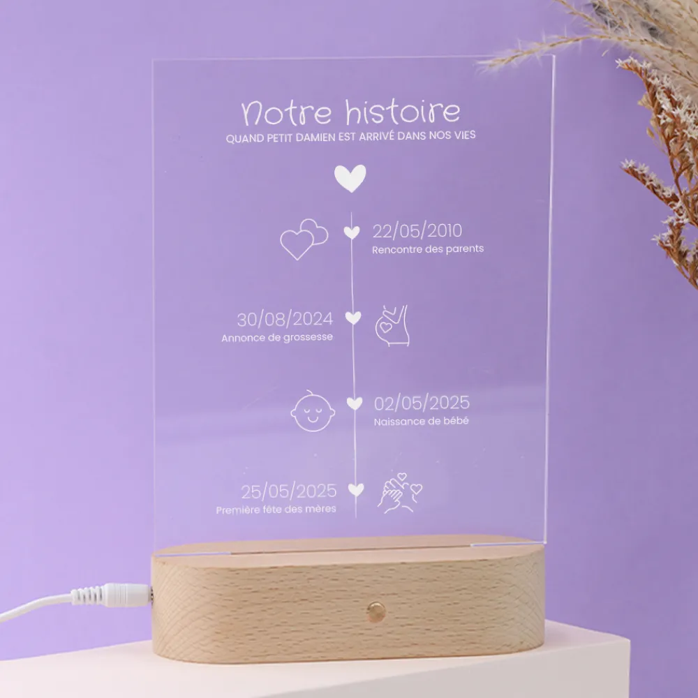 Lampe 3D personnalisée - Ligne de Vie|Cadeaux.com