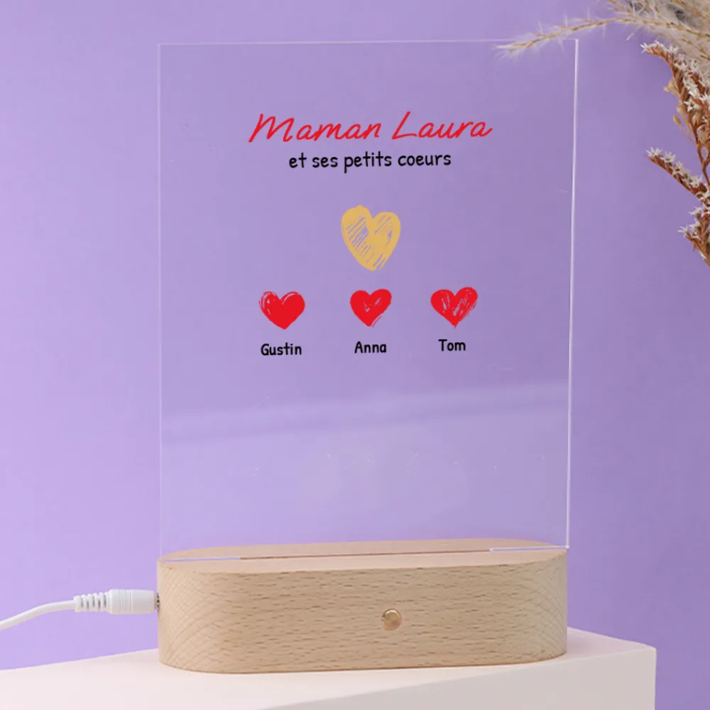 Lampe 3D personnalisée - Maman et ses petits coeurs|Cadeaux.com Best