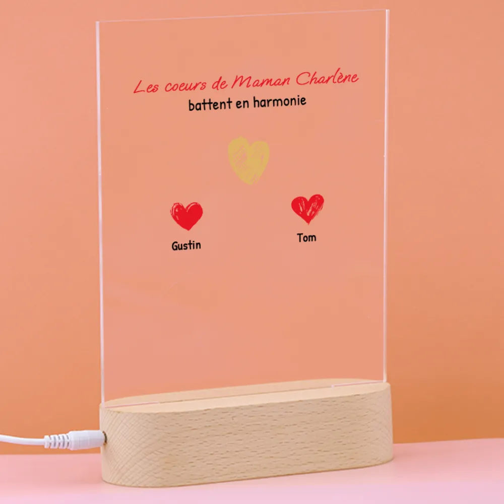 Lampe 3D personnalisée - Maman et ses petits coeurs|Cadeaux.com Best