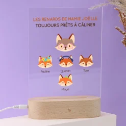 Lampe 3D personnalisée - Mamie Renard et sa meute|Cadeaux.com