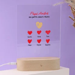 Lampe 3D personnalisée - Papi et ses petits coeurs|Cadeaux.com