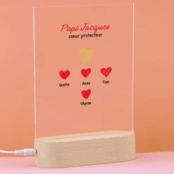 Lampe 3D personnalisée - Papi et ses petits coeurs|Cadeaux.com