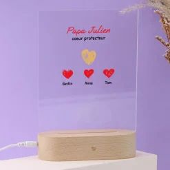 Lampe 3D personnalisée - Papa et ses petits coeurs|Cadeaux.com Online