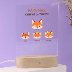 Lampe 3D personnalisée - Papa Renard et sa meute|Cadeaux.com Discount