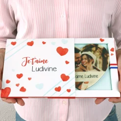 Maxi coeur chocolat personnalisé - Photo et message|Cadeaux.com New