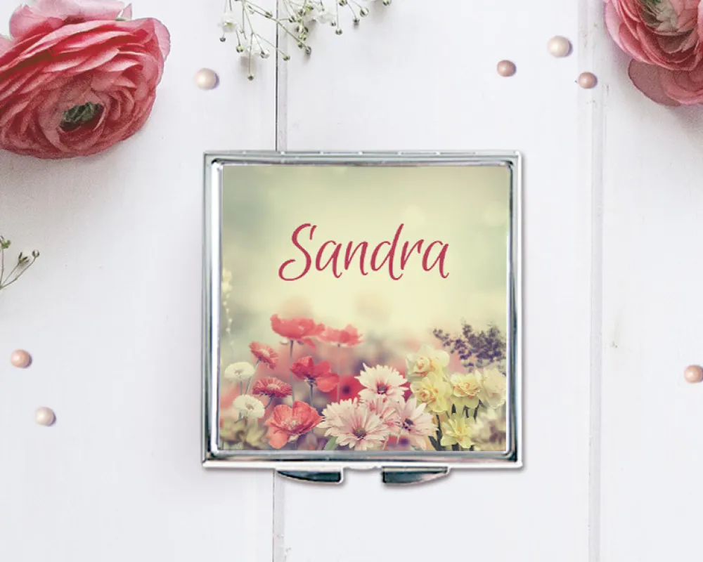 Miroir de sac Fleurs|Cadeaux.com Sale