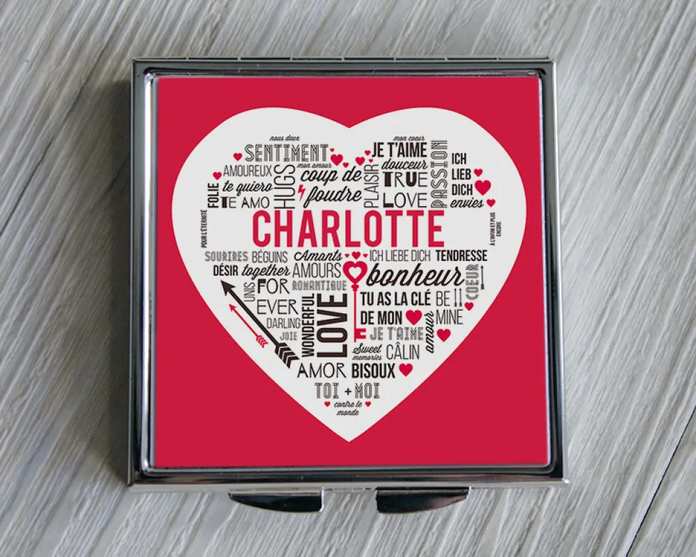 Miroir de sac Mots d'amour|Cadeaux.com Outlet