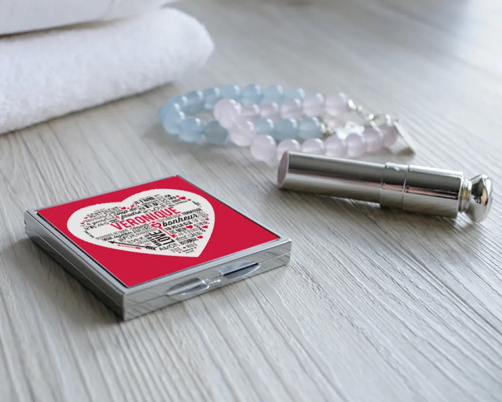 Miroir de sac Mots d'amour|Cadeaux.com Outlet
