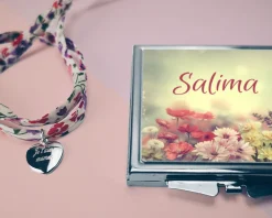 Miroir de sac Personnalisable - avec son bracelet liberty|Cadeaux.com