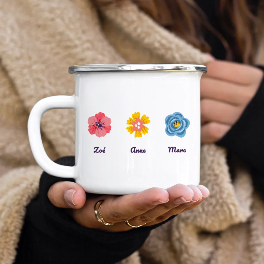 Mug émaillé personnalisé - Famille fleurs|Cadeaux.com Online