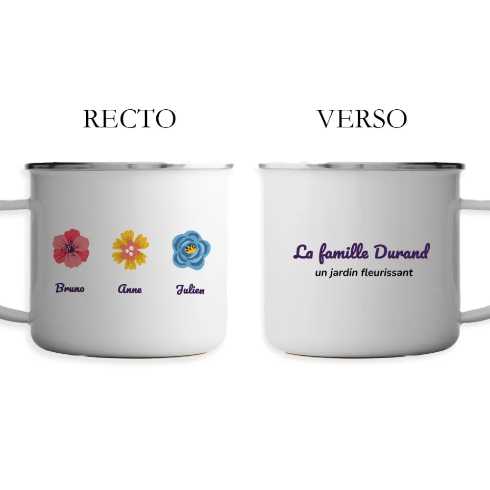 Mug émaillé personnalisé - Famille fleurs|Cadeaux.com Online