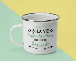 Mug émaillé personnalisé - Message positif|Cadeaux.com Outlet