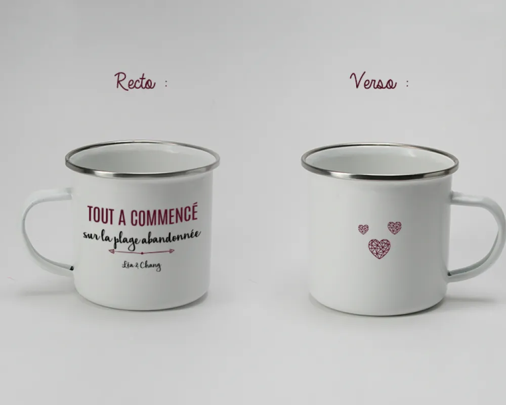 Mug émaillé personnalisé couple - Là où tout a commencé|Cadeaux.com Best