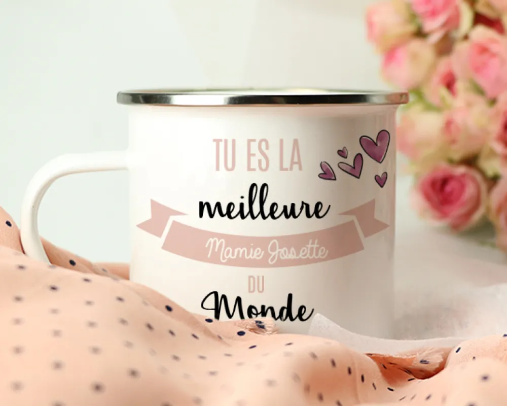 Mug émaillé personnalisé femme - Meilleure du monde|Cadeaux.com Online