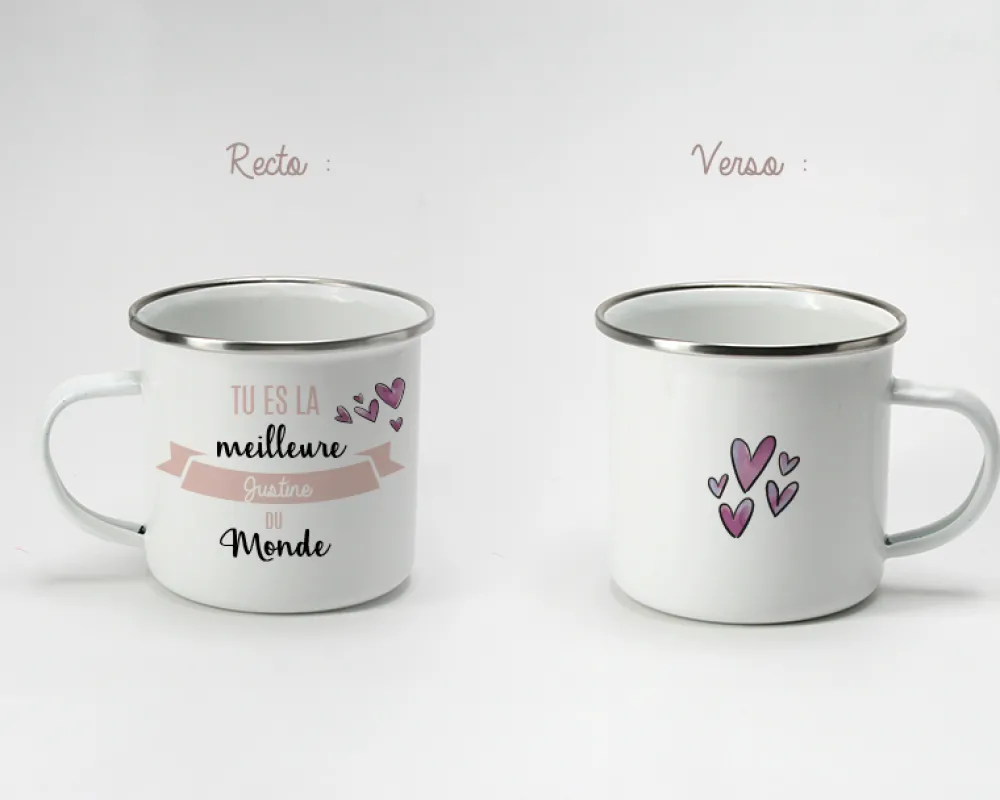 Mug émaillé personnalisé femme - Meilleure du monde|Cadeaux.com Online