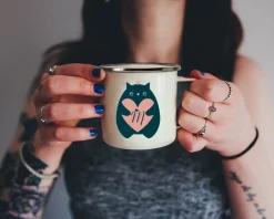 Mug émaillé personnalisé message - Chat|Cadeaux.com Outlet