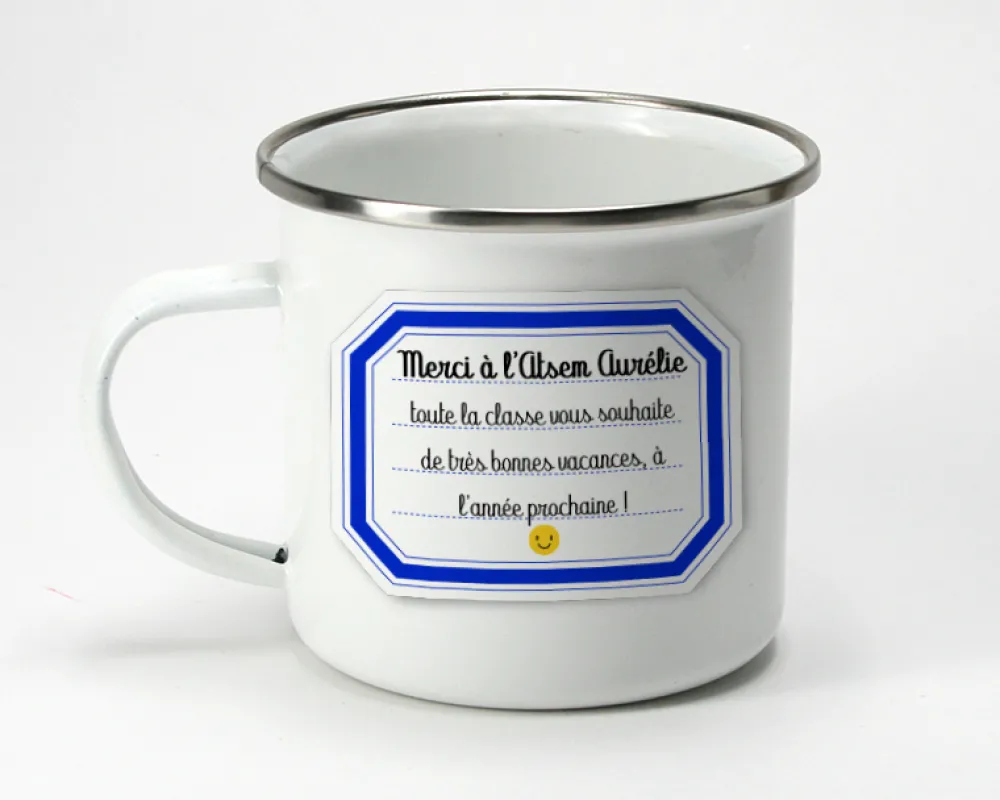 Mug émaillé personnalisé remerciements - Maîtresse, Maître et ATSEM|Cadeaux.com Sale