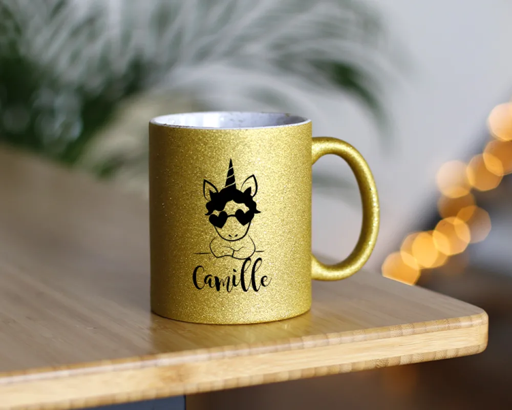 Mug personnalisé à paillettes - Licorne|Cadeaux.com