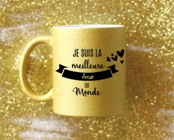 Mug personnalisé à paillettes - Meilleure du monde|Cadeaux.com Outlet