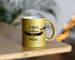 Mug personnalisé à paillettes - Meilleure du monde|Cadeaux.com Outlet