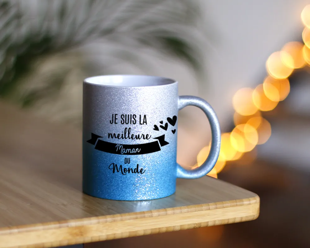 Mug personnalisé à paillettes - Meilleure du monde|Cadeaux.com Outlet