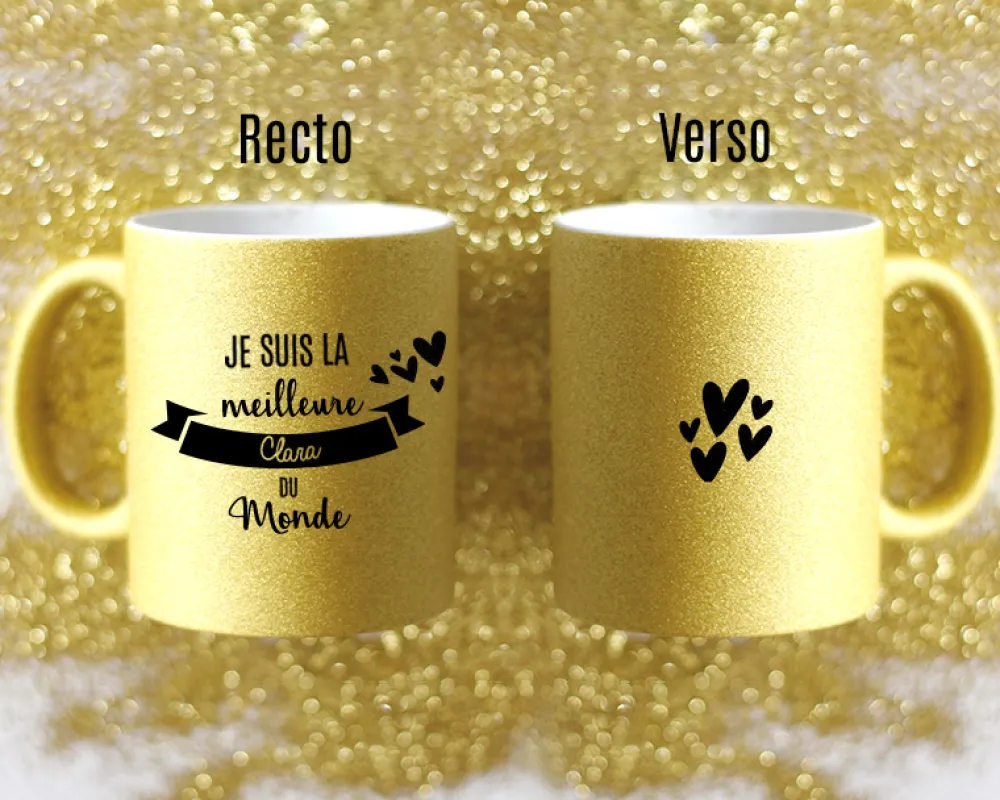 Mug personnalisé à paillettes - Meilleure du monde|Cadeaux.com Outlet