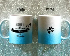 Mug personnalisé à paillettes - Meilleure du monde|Cadeaux.com Outlet