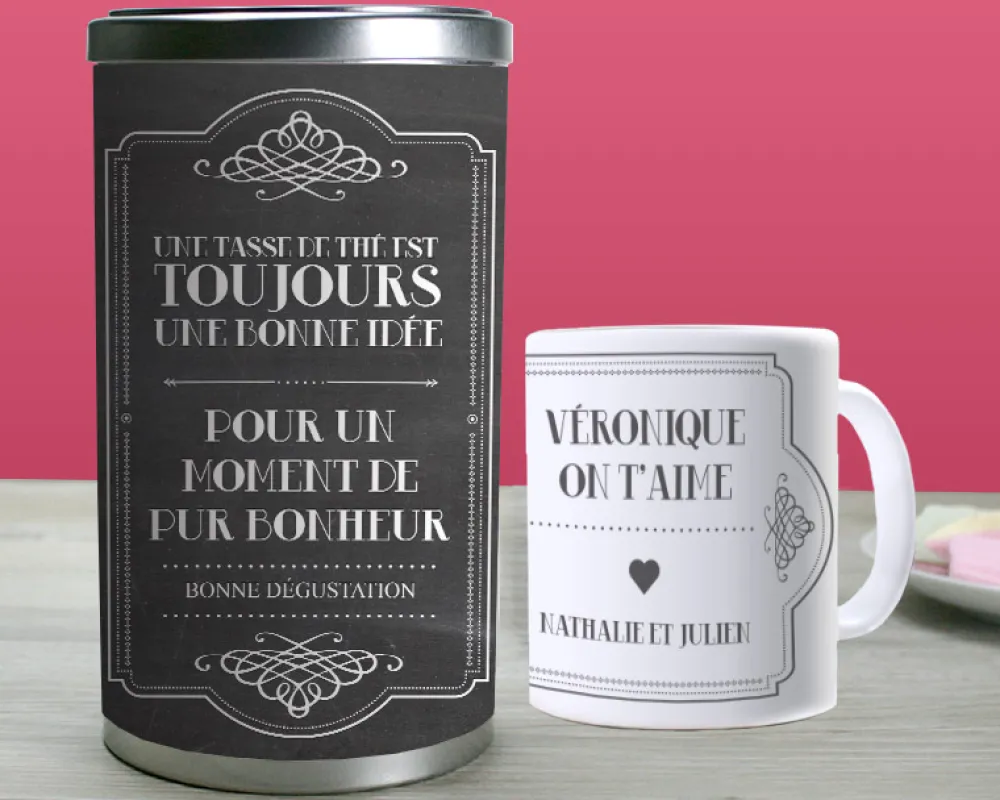 Mug personnalisé avec boîte à thé - Message|Cadeaux.com Outlet