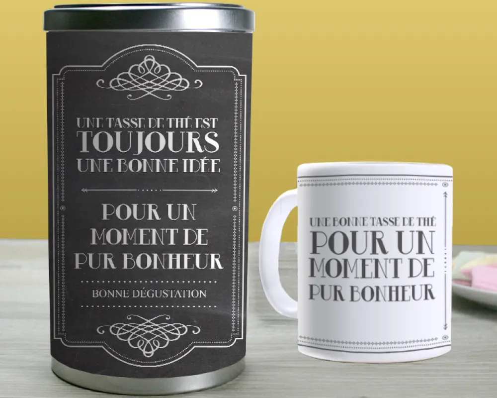 Mug personnalisé avec boîte à thé - Message|Cadeaux.com Outlet