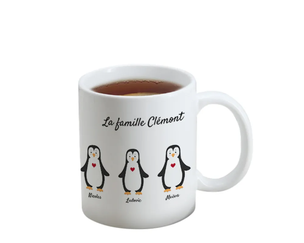 Mug personnalisé famille - Pingouins|Cadeaux.com Outlet