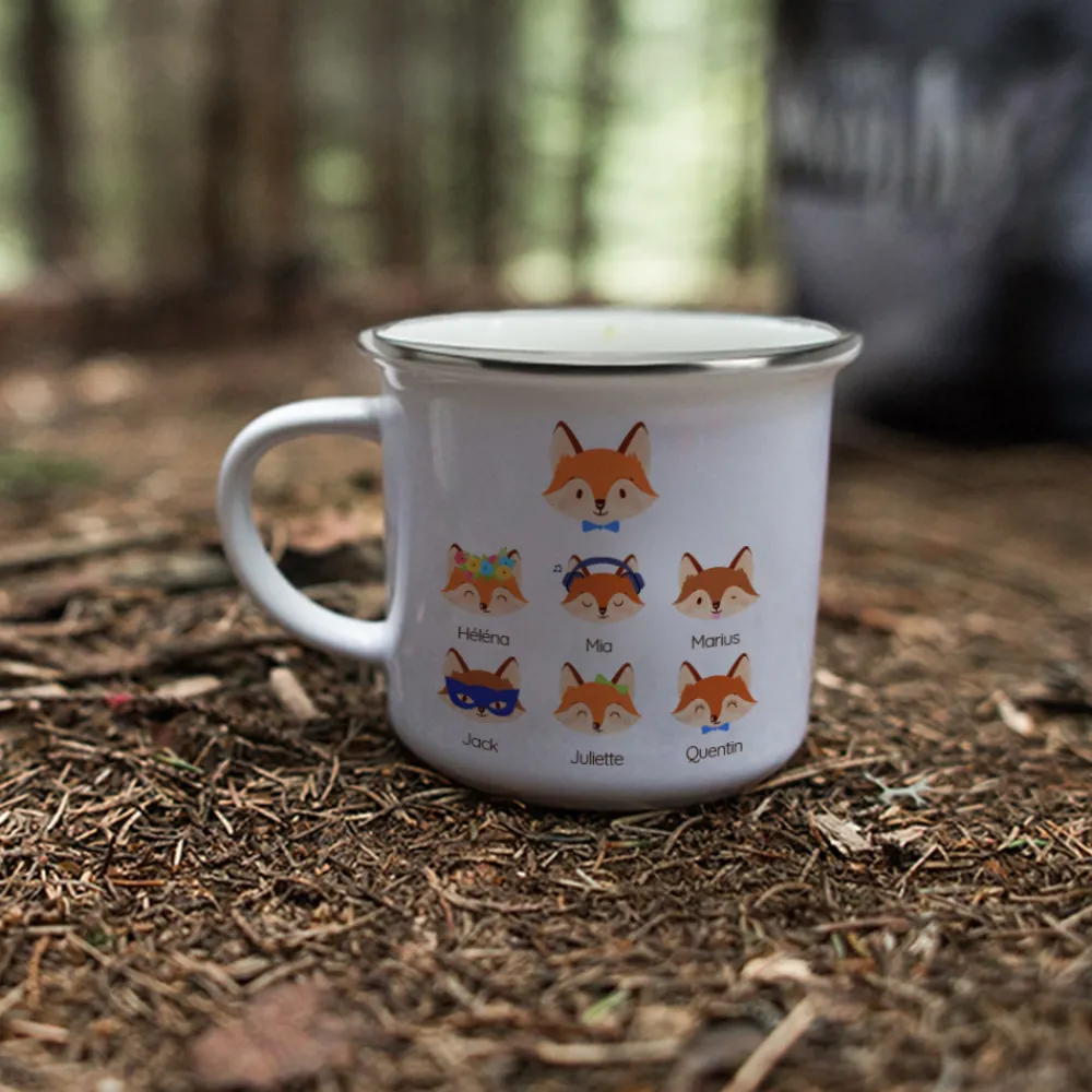Mug personnalisé émaillé - Papa Renard et sa meute|Cadeaux.com Discount