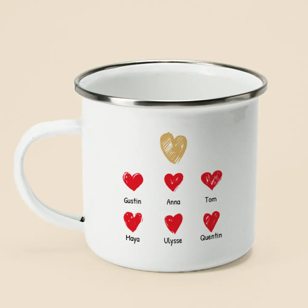 Mug personnalisé émaillé - Papi et ses petits coeurs|Cadeaux.com Online