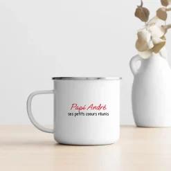 Mug personnalisé émaillé - Papi et ses petits coeurs|Cadeaux.com Online
